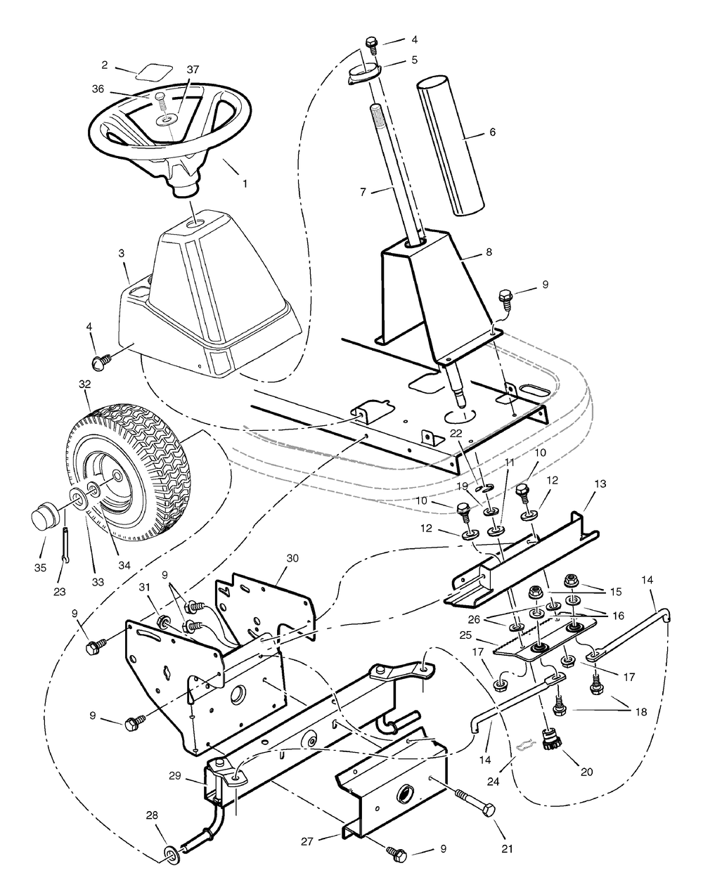 Steering Diagram and Parts List for 7800507-309007X166A 2009 Briggs and Stratton Lawn Tractor Accessories